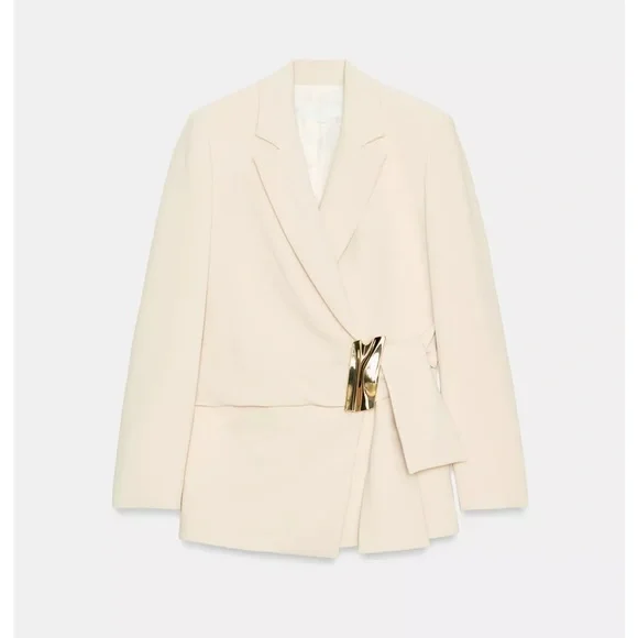 ZARA DOUBLE-BREASTED BLAZER WITH BUCKLE - Picture 6 of 8